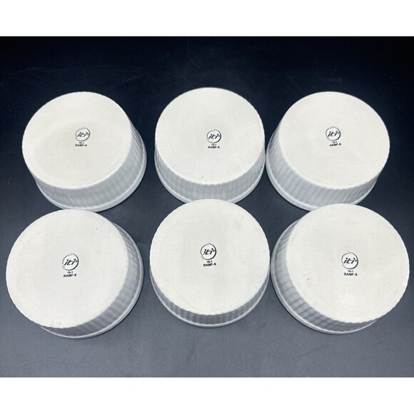 ITI European White Ceramic Fluted Ramekin 6oz Set Of 6 NEW - Picture 3 of 4
